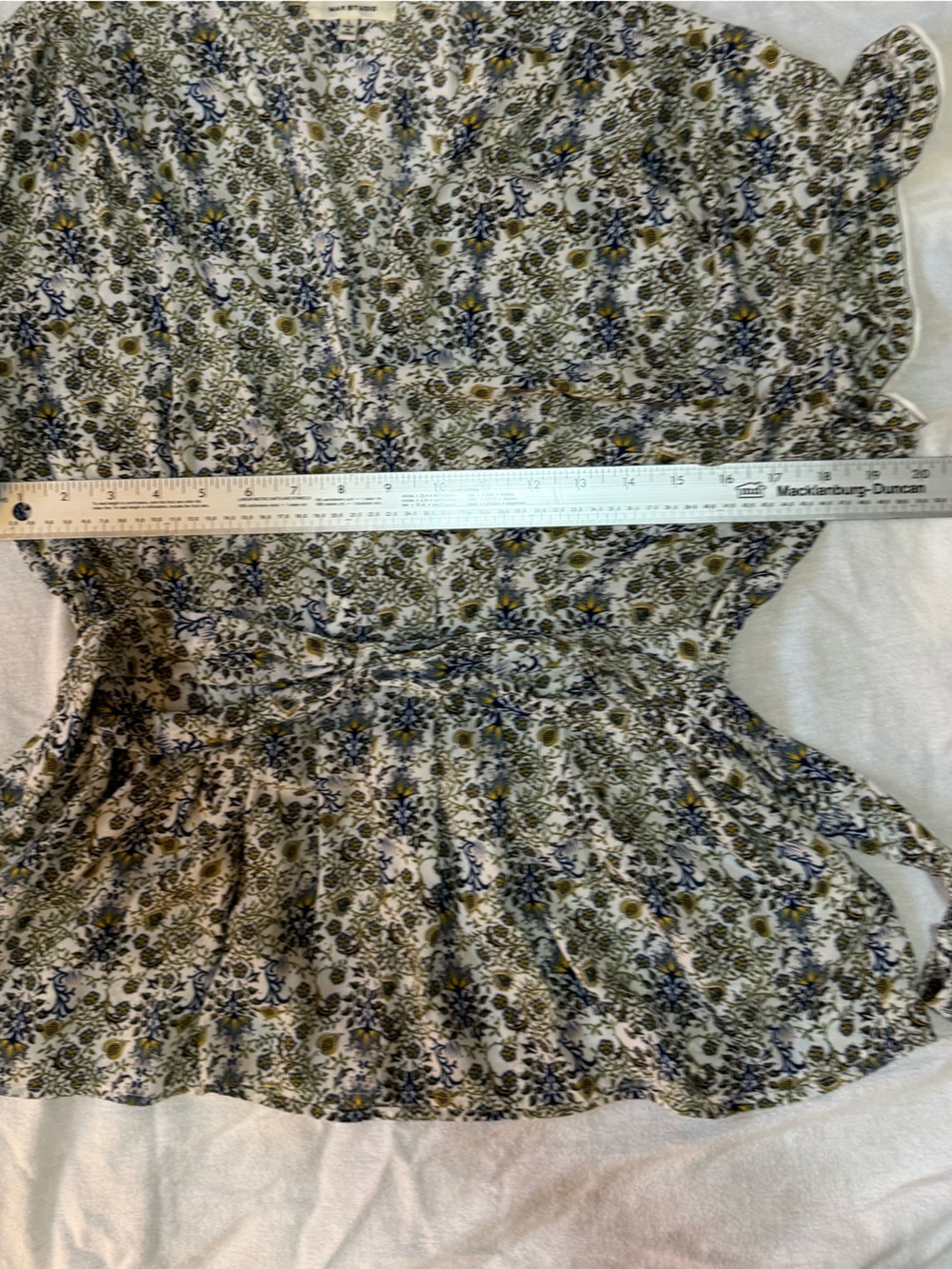 Max Studio Floral Tie-Waist One-Piece in Blue and Olive - Picture 4 of 5